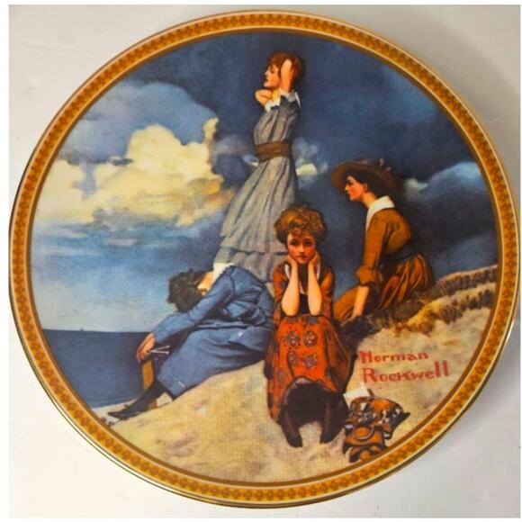 LOVE VTG plates Rockwell "Dreaming in the Attic" "Waiting by the Shore" Knowles - Picture 3 of 7